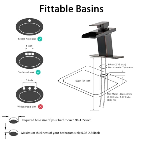 Image of AVSIILE LED Bathroom Sink Faucet, Oil Rubbed Bronze, Stainless Steel Spout