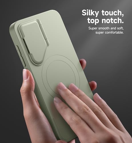 Image of SURITCH for Samsung Galaxy S25+ Plus Phone Case, Magnetic Shockproof Protective Cover with Camera Cover & Adjustable Metal Kickstand for Galaxy S25+ Plus(2025)-Sage Green