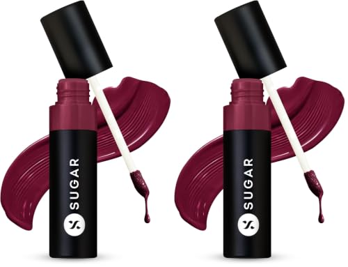 Image of SUGAR Cosmetics Partner In Shine Transferproof Glossy Lipstick | Lasts upto 24hrs | Transferproof & Smudgeproof - 3ml - 13 Mulberry Merlot (Pack of 2)