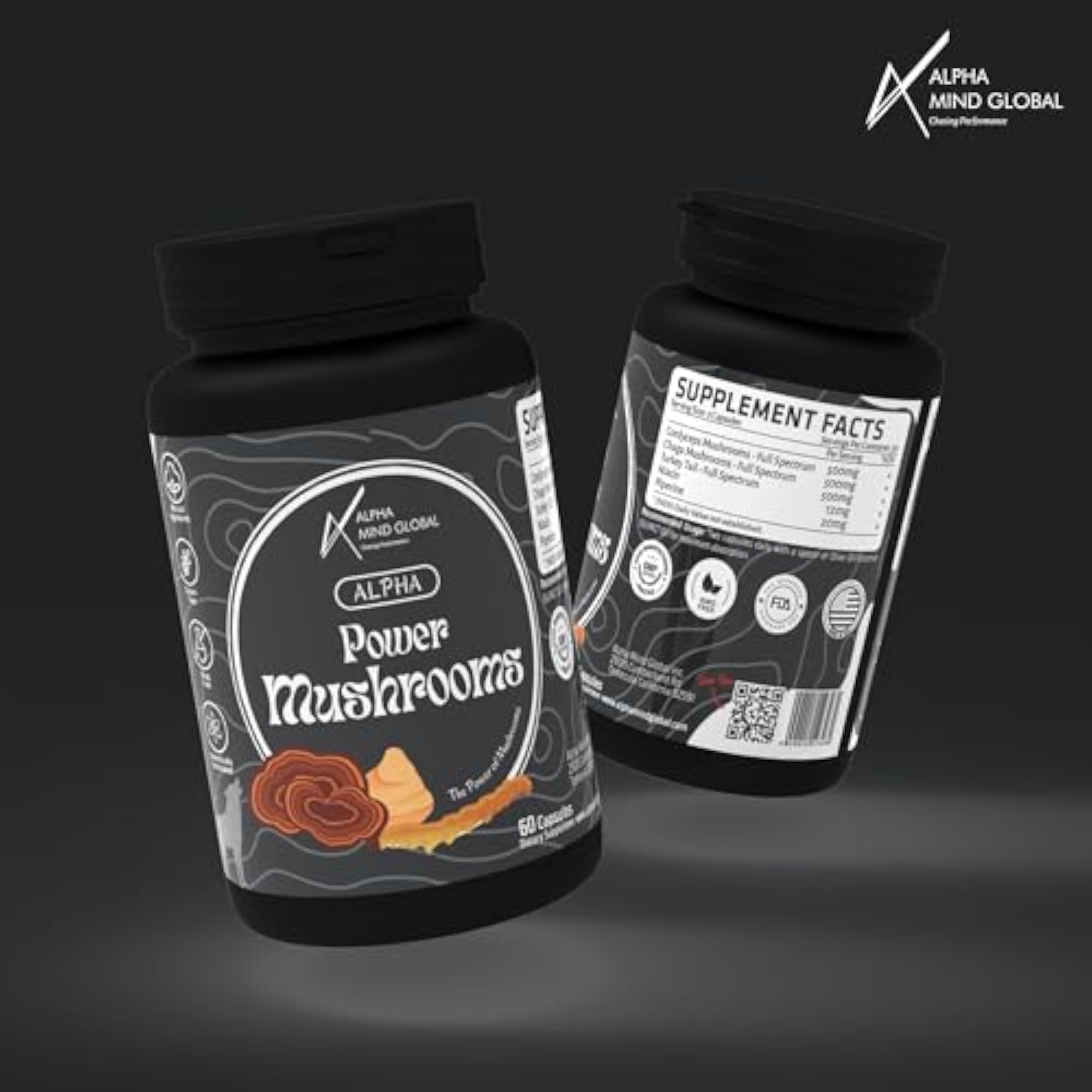 Alpha Power Mushrooms - Cordycep, Chaga and Turkey Tail