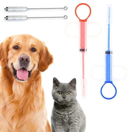 COYUN Lance Pilule Chat,2 Pièces Distributeur de Comprimés pour Chat et Chien,Lance Pilule avec 2 Seringues pour Animaux et 4 Embouts Souples,Animaux...