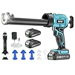 SEESII Silicone Sealant Gun with 2x2000mAh-Batteries, 21V Electric Caulking Gun with LED Light, 4 Adjustable Speeds, Auto Retract for Filling and Sealing