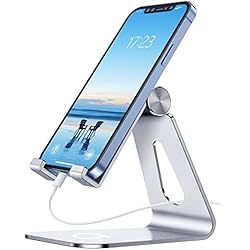Soporte Movil Barato Gritin Soporte Móvil, Ajustable Soporte Móvil Mesa Soporte Dock Base Aleación de Aluminio para Teléfono para iPhone 14/13 /12 /X / 8 Plus, iPad Mini, Huawei, Nintendo Switch, Galaxy S6/S7/S8