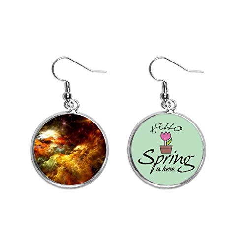 Pendientes de nebulosa de oro y cielo naranja, el colgante decorativo ideal para regalar