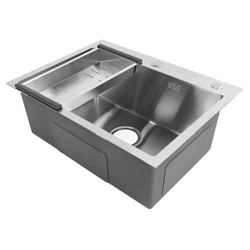 SPYMINNPOO Fregadero de Cocina de Montaje de Acero Inoxidable con Lavabo Profundo para Platos Grandes, Estación de Trabajo RV - Acero Inoxidable 304-23.6x17.7in