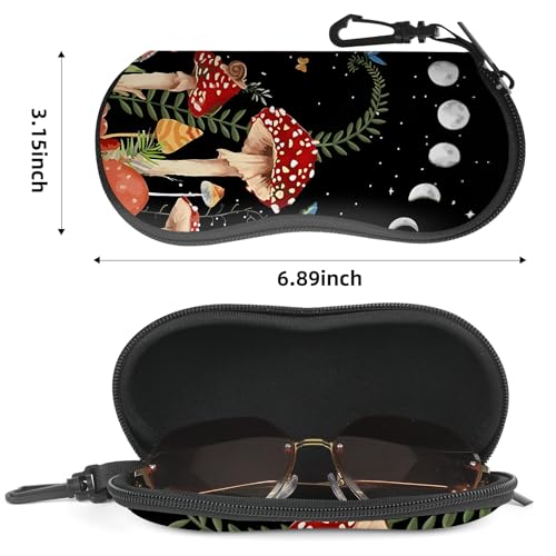 Image of Sunglasses Soft Case, Cute Ultra Light Portable Neoprene Zipper Eyeglass Glasses Case with Belt Clip for Men Women