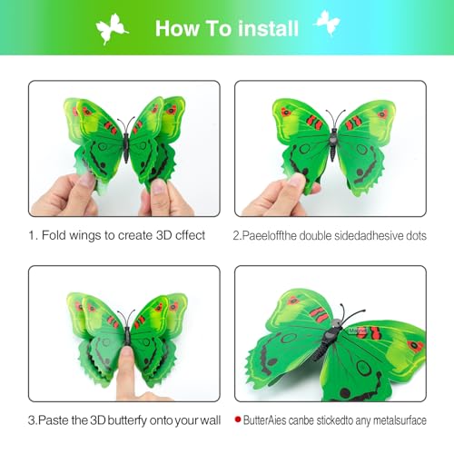 Decoraciones 3D de Mariposas para Pared, 24 Piezas miniatura 4