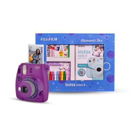 Fujifilm Instax Mini 9 Instant Camera (Clear Purple) Moments Box with 20 Shots