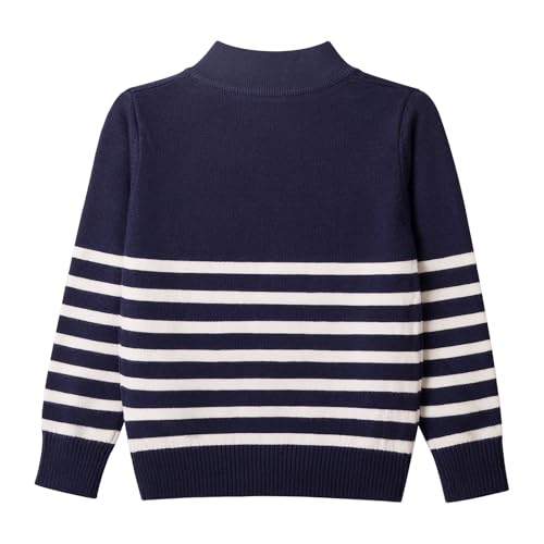 Danny D Boys Stripe Quarter Zips Pullover Sweater Kids Chunky Long Sleeve Knit Pullover Sweater ﻿2