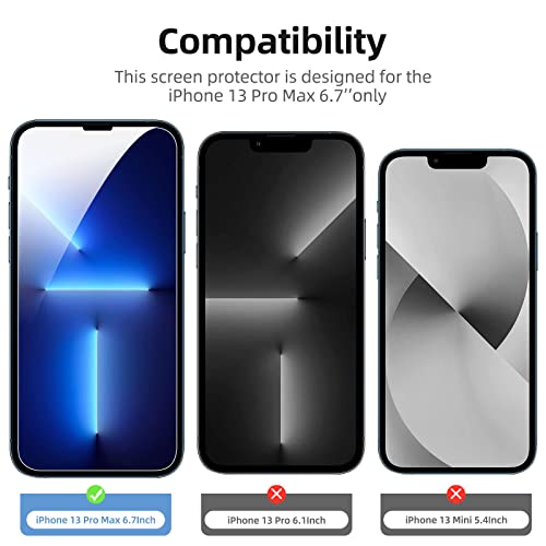 NEW'C Pack of 4, 2 x Tempered Glass for iPhone 13 Pro Max and 2 x Rear Camera Protection, Anti-Scratch, Bubble-Free - Image 2
