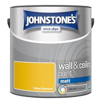 Johnstone's - Wall & Ceiling Paint - Yellow Diamond - Matt Finish - Emulsion Paint - Fantastic Coverage - Easy to Apply - Dry in 1-2 Hours - 12m2 Coverage per Litre - 2.5L