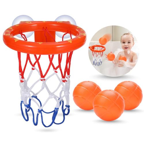 Bath Toys – Bathtub Basketball Hoop for Kids Toddlers – Bath Toys Shower Toys for Kids Ages 4-8,Suction Cup Basketball Hoop & 3 No Hole Balls Set for Boys Girls