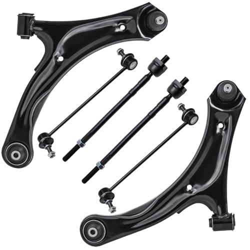 Image of Detroit Axle - Front End Control Arms Kit for 2004-2007 Suzuki Aerio 2 Lower Control Arms with Ball Joint 2 Sway Bar Links 2 Inner Tie Rod Ends 2005 2006 Replacement