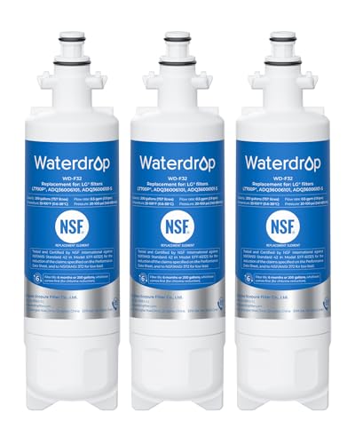 Waterdrop ADQ36006101 Replacement for LG LT700P Refrigerator Water Filter Kenmore 9690 469690 ADQ36006102 LFXS30766S LFXS24623S FML-3 RFC1200A RWF1200A WSL-3 3 Filters
