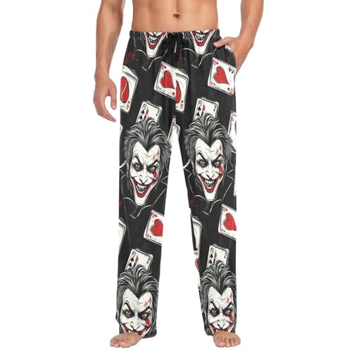 Mens Pajama Pants Pajama Bottoms Lightweight Basics Sleep Pj Lounge Pant Cartoon Joker Cards pattern