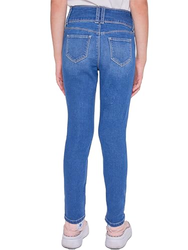 Girls' 3-Button Faded Skinny Jeans with Faux Pockets by YMI GIRLS3