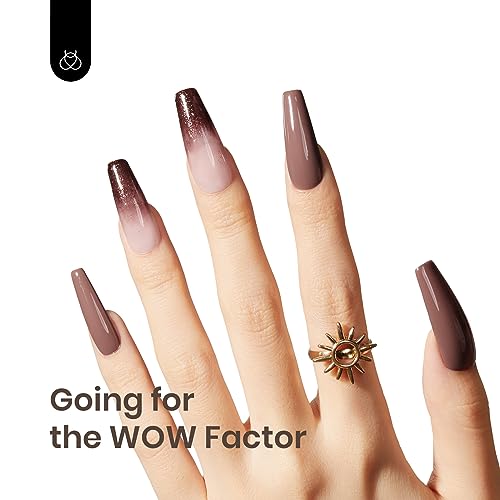 Image of Beetles Brown Glitter Gel Nail Polish, 15ml Chocolate Brown Jazz Club Soak Off Gel Polish Nail Art Manicure Salon DIY Gift for Women