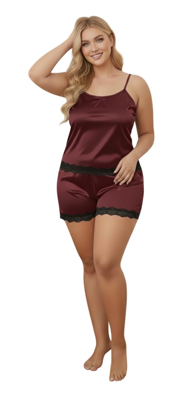 hukman Women's Nightsuit Set - Printed Sleeveless Pajama Set for Women - Comfortable Night Dress - Sexy Cami Top and Shorts Sleepwear - Stylish Nightsuit - Honeymoon Dress - Exotic Bridal Gift - Short Dress-picture-35