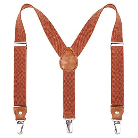 Kajeer Suspenders for Kids Boys Girls - Adjustable Elastic Y-Back Strong Clips Braces (27.6-29.5 Inch (3 Years - 8 Years), Coffee) Cover
