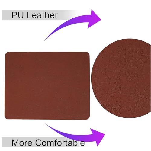 Image of Storite PU Leather Mouse Pad with Non-Slip PU Base, DEST mat Suitable for Computers, Laptop, Office & Home (255mm x 200mm x 4mm, Brown)