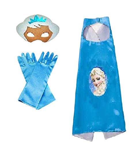 Culture Creation Princess Fairy Dress Set of 3 (Cape, Mask, Crown, Gloves) Blue