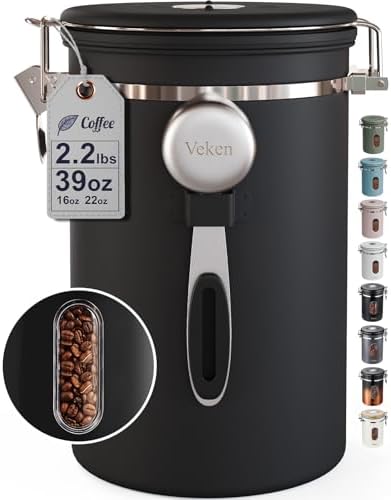 Veken Large Coffee Canister with Window, Kitchen Food Storage Air...