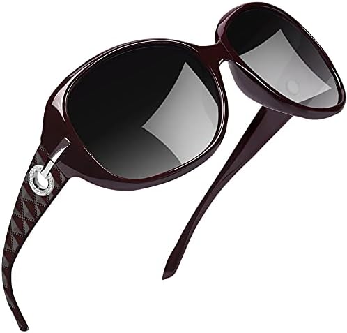 Womens Sunglasses Polarized UV Protection, Oversized Square Sunglasses for Women, Trendy Big Large Win Red Sun Glasses Woman, Ladies Jackie Rhinestone Sunnies Shades Dark Lens Driving Vacation
