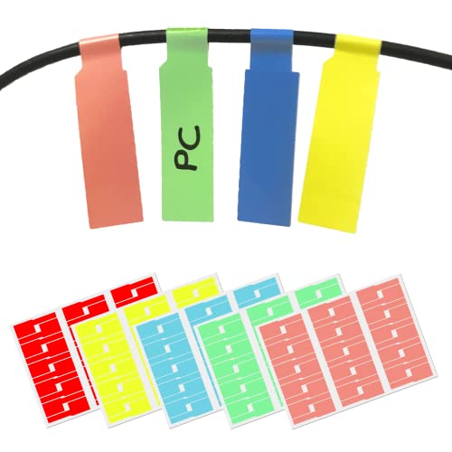 5 Colores, 150 Piezas, Etiqueta del Cable Adhesivas Pegatinas, A4, Impresoras Laser, Impermeable Resistente al Desgarro