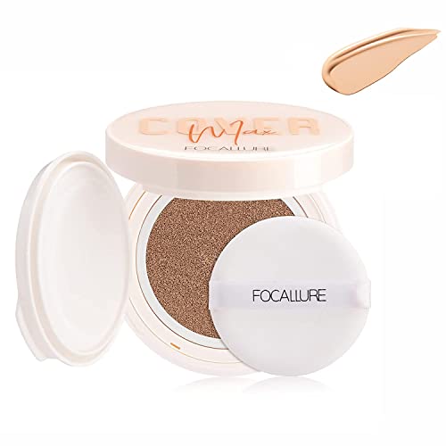 Focallure Covermax Cushion Foundation, Full Coverage Foundation Makeup With Matte Finish, Natural Cover Makeup Base And Fixer, Long-Lasting & Hydration, 02 Dusk #TOP23
