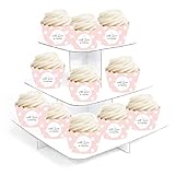 Andaz Press Blush Pink and Gray Baby Girl Baptism Collection, Cupcake Wrappers, 20-Pack