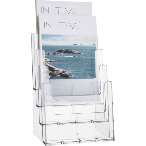 helit H2352202 – Tischprospekthalter 4 Pockets for DIN A5 Portrait – Transparent