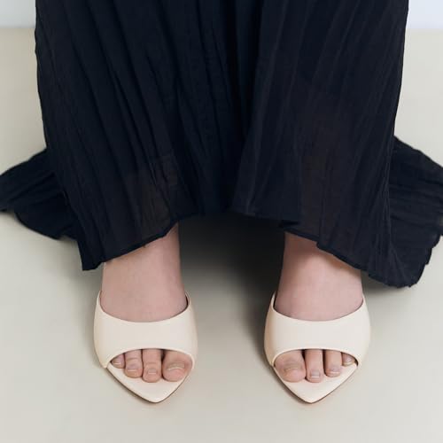 High Heel Mules for Women Slip On Open Pointed Toe Classy Patent Leather Stiletto Pumps Formal Slingback Mule Sandals Dress Walking Shoes3