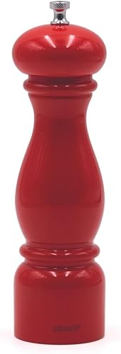 Vista 13 de Bisetti Molino de pimienta de madera de haya Firenze de 8,6 pulgadas con molinillo de acero de carbono ajustable, acabado lacado negro