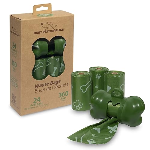 Image of Best Pet Supplies Dog Poop Bags, Rip-Resistant and Doggie Waste Bag Refills with d2w Controlled-Life Plastic Technology - Pack of 360, Green (Unscented)