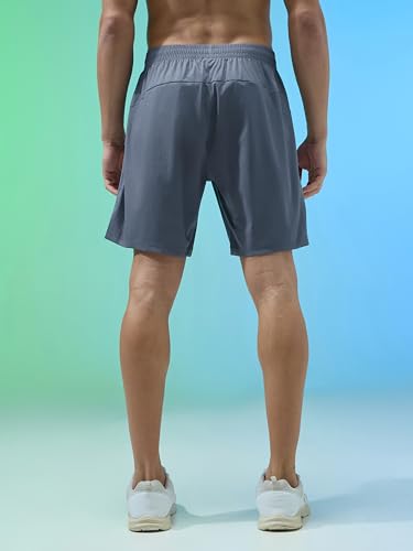 Image of TECHNOSPORT Men's Solid Woven Slim Fit Shorts for Running, Sports & Gym Workout with 2 Way Stretch