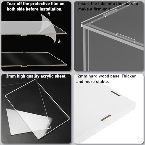 Image of Choowin Acrylic Display Case for Lego Hogwarts Castle 76419 for Lego Himeji Castle 21060, Thickened Clear Acrylic Display Cases for Collectibles, Assemble Dustproof Display Box with Door, White