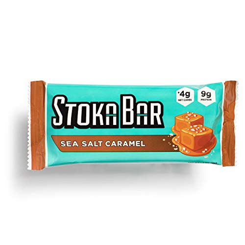 Stoka Keto Energy Bar – Sea Salt Caramel – Gluten Free, Dairy Free, Non GMO, Vegan, All Natural – Low Carb, High Protein – 8 Bars