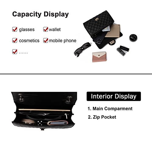 Image of Gladdon Quilted Crossbody Purse for Women Trendy Shoulder Bags | Stylish Shoulder Purse,Quilted Pattern,Structured bag,Chain Strap,Spacious Enough,Casual and Dressy Outfits,Any Occasion