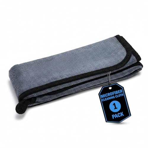 Image of JD FRESH 1 Pack Microfiber Car Cleaning Cloth /Soft 400 GSM Extra Large (35x75 CM) Microfiber Cloth for Car, Bike, Household Cleaning /Suede Edging for Scratchless Drying and Detailing - Grey
