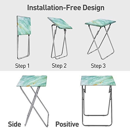 Image of Garden 4 you Folding TV Tray Table,TV Dinner Table with Sturdy MDF Top,Eating Trays for Living Room with No Assembly Required, 2PCS (Sea Blue)