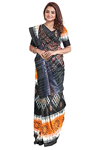 Image of Odisha Sambalpuri Handloom Ikat Women's Cotton Saree, Odisha Handloom Handmade Pure Cotton Khandua Saree, Ikkat Orissa Traditional Handloom Saree Without Blouse