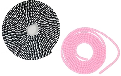 Image of Spiral Cable Protector, Data Cable Protective Sleeve, Headphone Saver, Charger Protective Cover, Wire Repair /Strain Relief Cable Wrap Tube for USB Data Cable Headphone Cable (Black+ Pink)