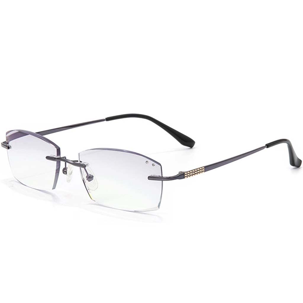 Rahmenlose Schneidebrille Ultraleichte Anti-Ermüdungs-Lesebrille Computerbrille Herren Rahmenlose Lesebrille für ältere Menschen Multifokales Anti-Blaulicht