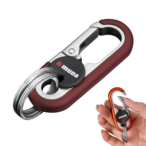Image of Key Chains Men, 2024 Car Key Chain for Men, Anti-Loss Keychain with Double Keyrings, Quick Release Key Chain (1pc,Brown)