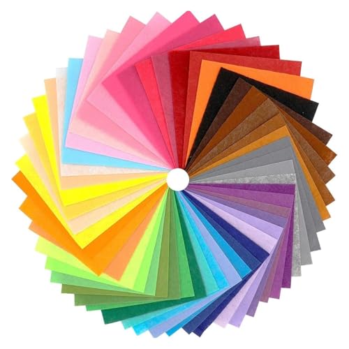 Set de 50 Piezas de Fieltro para Manualidades – 50 Colores Surtidos, Láminas 15×15 cm de Fieltro Acrílico para DIY, Costura y Decoración