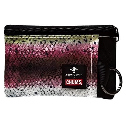 Image of Chums Surfshorts Wallet - Lightweight Slim Wallet with RFID Blocking Card & Clear ID Window - Zippered, Water Resistant w /Key Ring