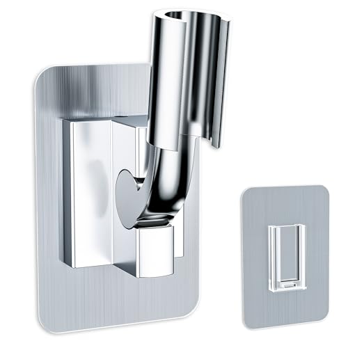 Magichome Duschkopfhalterung ohne Bohren, Duschhalterung Verstellbar Vertikale Bewegung um 45°Horizontale 180°Universal Duschkopfhalter, Brausehalter Ersatz mit extra Klebestreifen