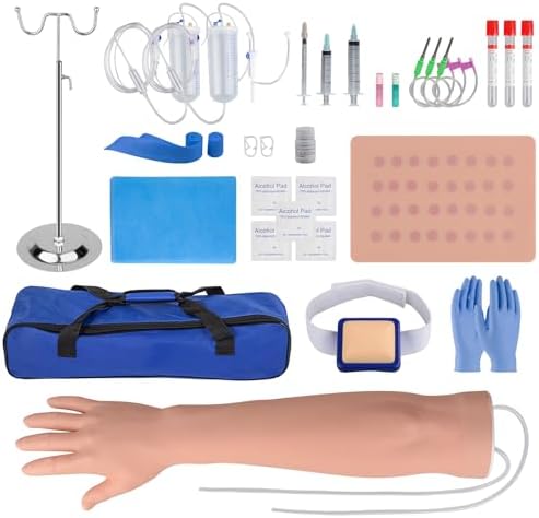SimCoach Phlebotomy Practice Kit for Injection Training, IV Practice Kit with Phlebotomy Arm, Venipuncture and Blood Draw Practice Kit for Medical Students, Educational Training Only