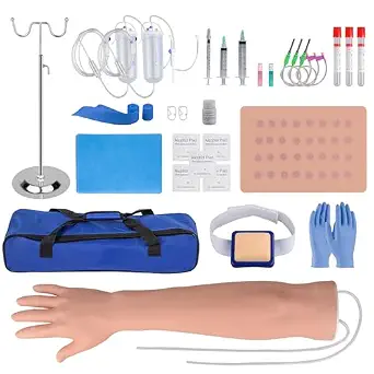 SimCoach Phlebotomy Practice Kit for Injection Training, IV Practice Kit with Phlebotomy Arm, Venipuncture and Blood Draw Practice Kit for Medical Students, Educational Training Only