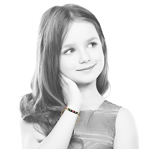 Identity Crisis 14k Gold-Plated Multi Color Butterflies On Blue Enamel Mom'S Id Bracelet With Hanging Butterfly/ 7"3